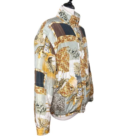 FUDA International Size L Vintage SILK Bomber Asian Inspired Tiger Patchwork - Picture 3 of 14
